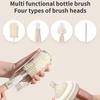 3Pcs/Set Portable 360° Rotatable Milk Bottle Brush Set Handheld Silicone Cup Clean Tool Long Handle Pacifier Cleaning Brush