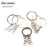Multi-Spec Metal Keychain: 30mm Flat Key Ring with 4-Section Grinding Chain for DIY Jewelry Pendant