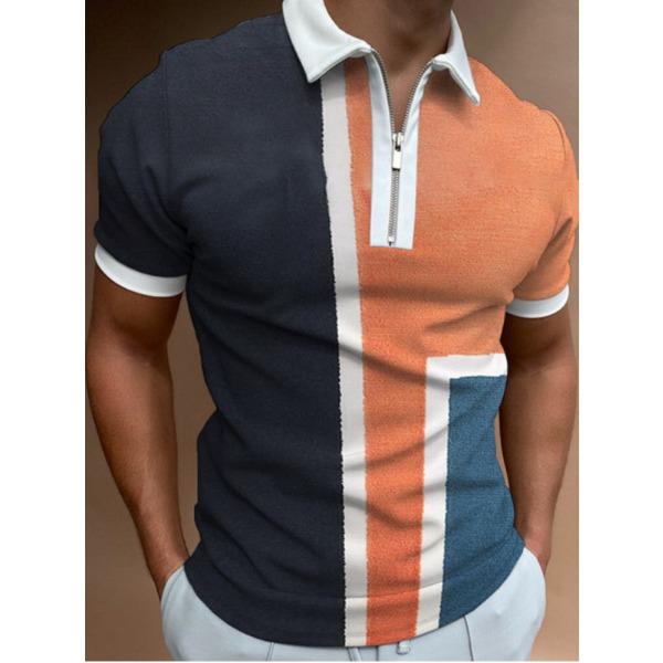 

Hot Selling Men S Short-Sleeved Polo Shirt Trendy Digital Printing Zipper Pullover 5XL