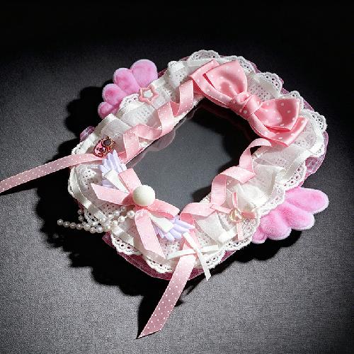 5.8cm Creative Design Kawaii Badge Pin Displaying Holder Sweet Lace Star Protector with Lanyard Fashoin Badge Clip Cover Case