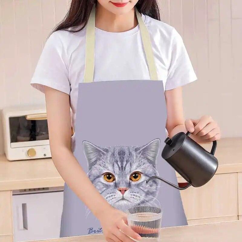 Cartoon Cat River Pulse Kitchen Kitchen Ladies April April Cleaning House Anti -April April of House Cooking Bavaglino At Home