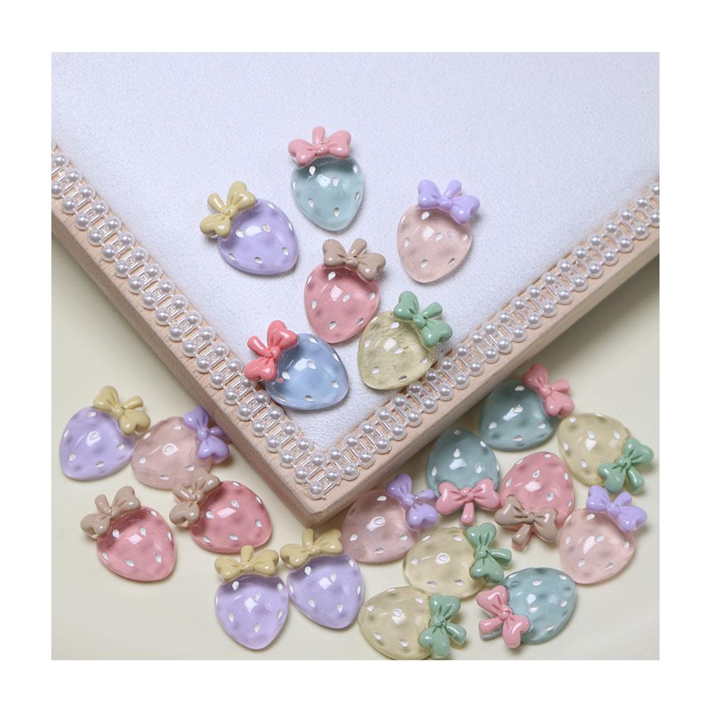 100PCS Resin Transparent Strawberry Flatback Cabochon Scrapbooking for DIY Crafts Shoe Charms