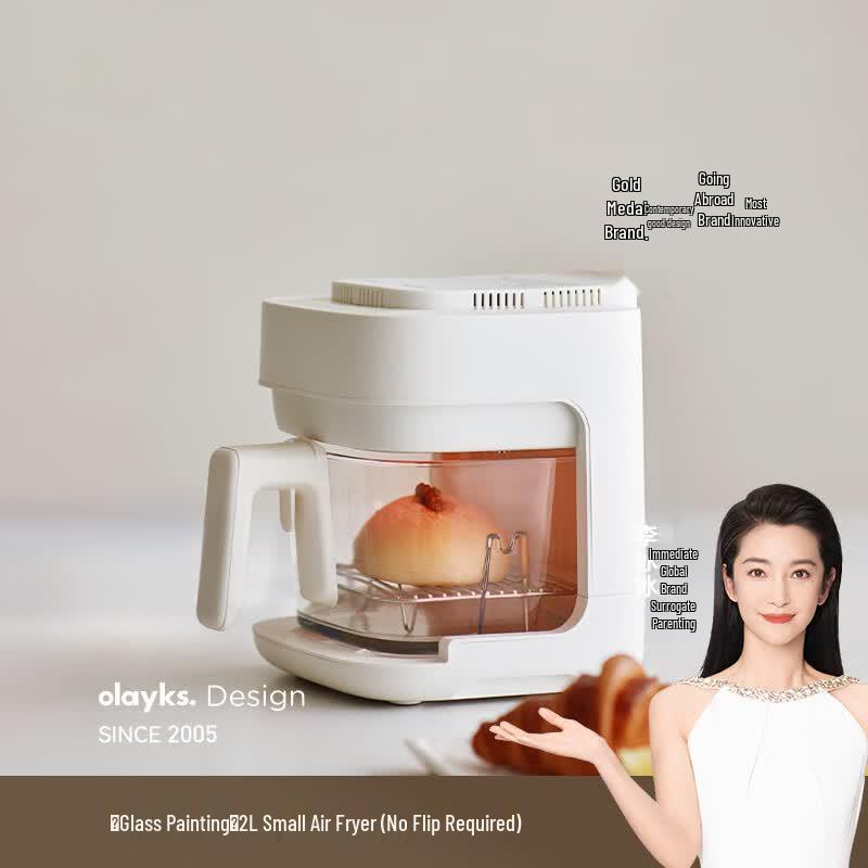 Olayks 2L Transparent All-Glass Air Fryer & Steamer CN plug (adapter included)