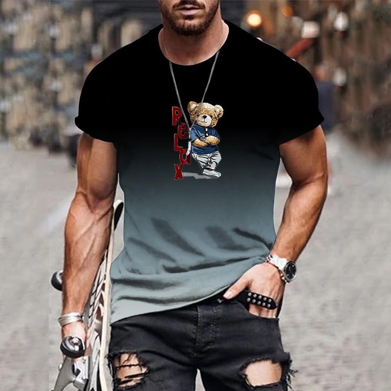 

Универсальная повседневная мужская футболка с 3D-градиентом, летняя, с О-образным вырезом, удобная, дышащая, с короткими рукавами, свободная, мужская, размер XS-6XL 6XL