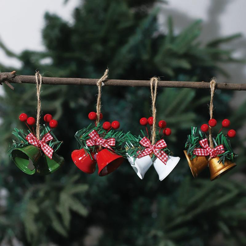Christmas Decoration Double Horn Bells Multi-Color Available Christmas Tree Accessories Metal Bell Hanging For Various Occasions