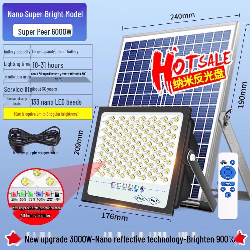 3000W Solar Powered Outdoor Garden Light