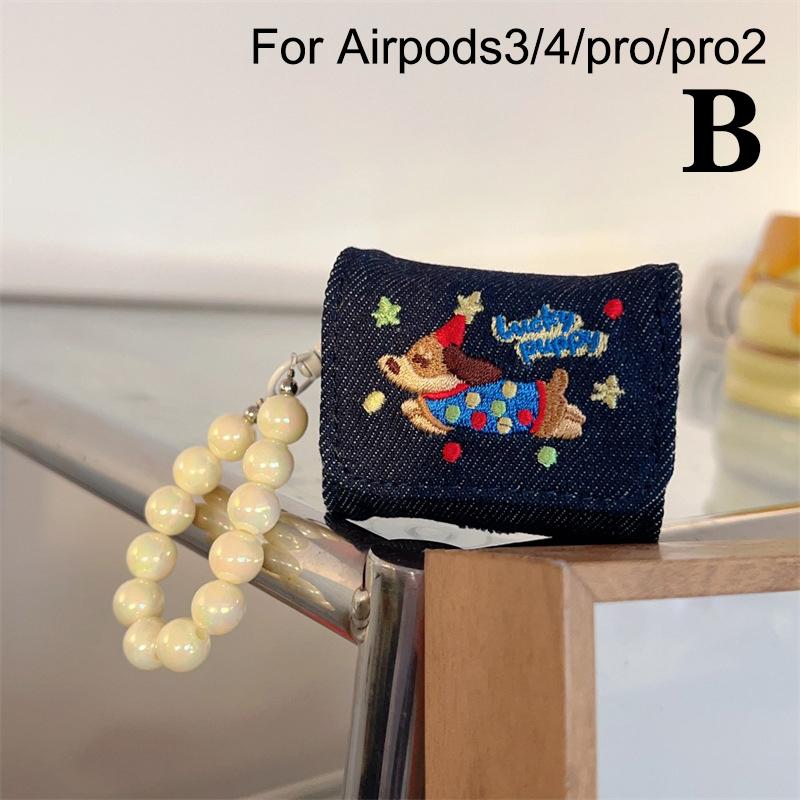 Cute Denim Earphone Bag Case For Earphone Protector Cover Headset Box Cases Wireless Bluetooth Earphone Accessories