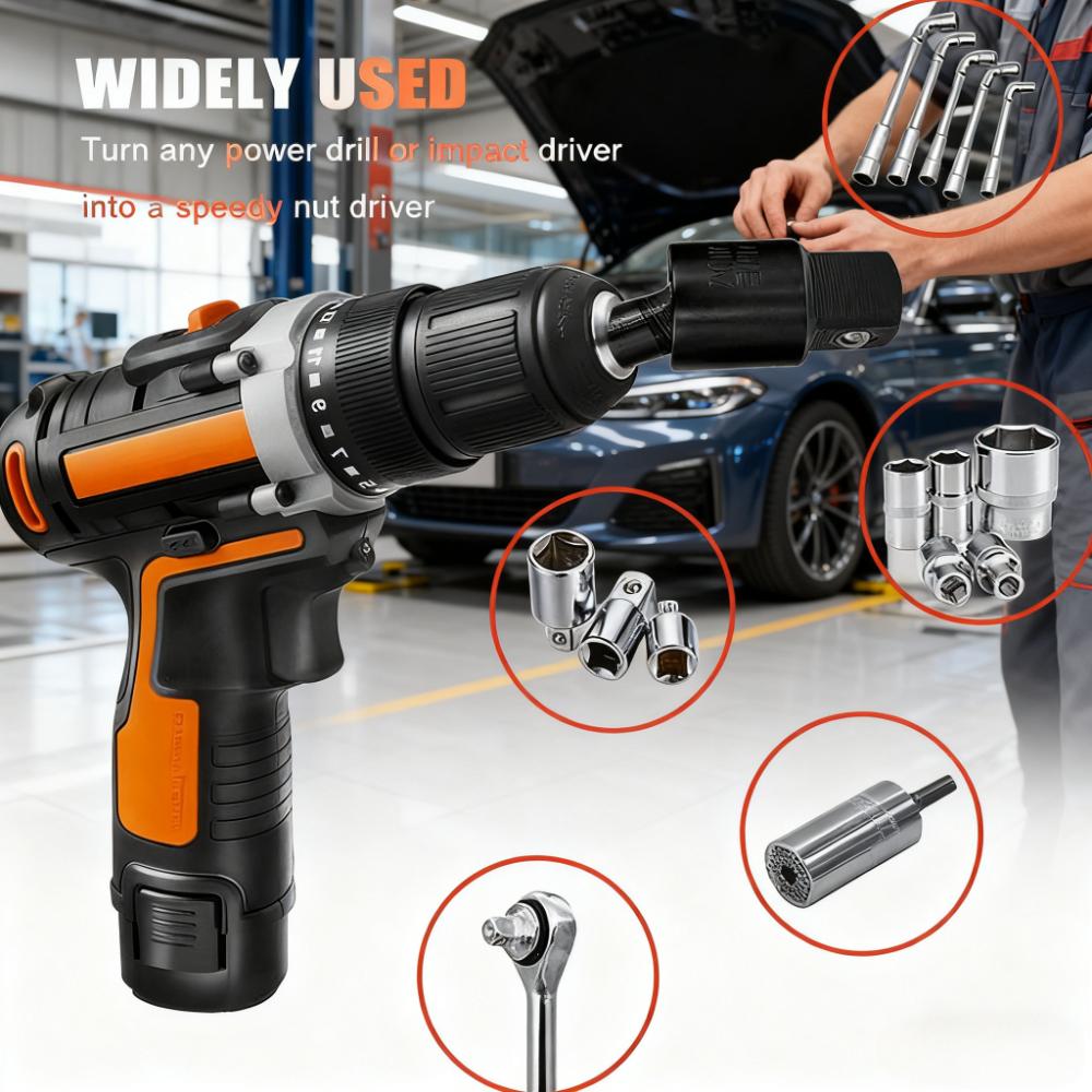 360 Degree Wind Batch Link Rod 1/4 3/8 Electric Wrench Hexagonal Handle To Square Head Socket Conversion Link Rod