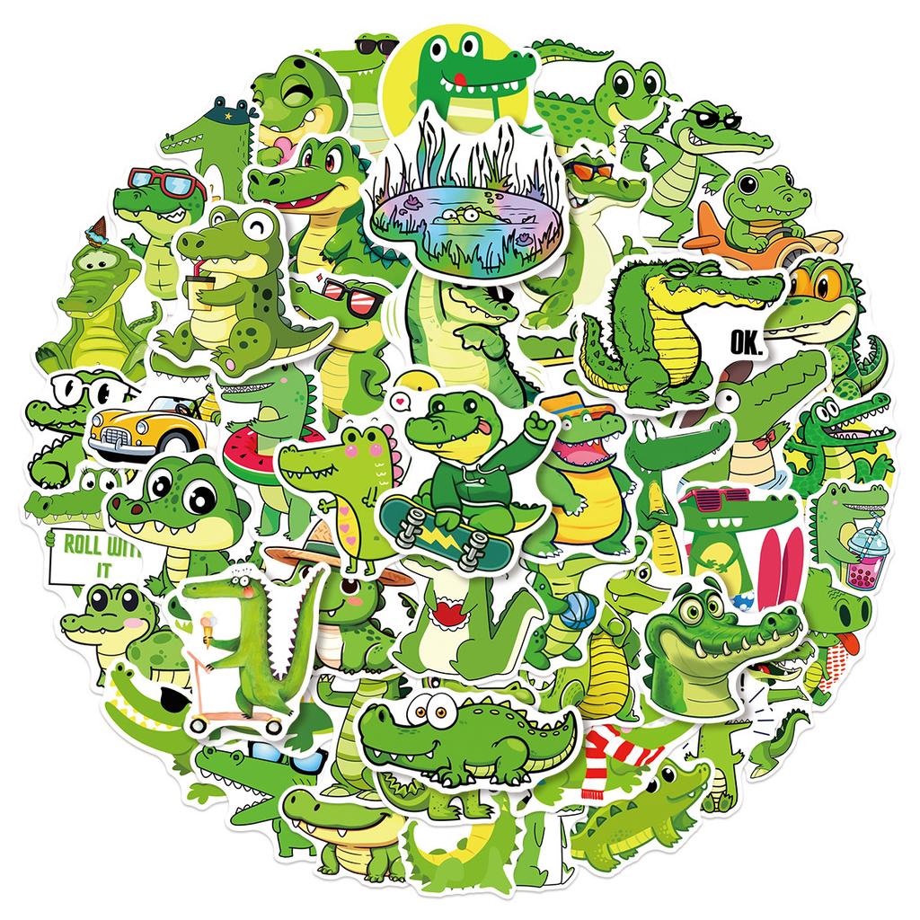 50Pcs Cute Crocodile Cartoon Stickers Kawaii Reptiles Decal Diy Luggage Phone Guitar Cup Scrapbook Waterproof Sticker Kid Toys
