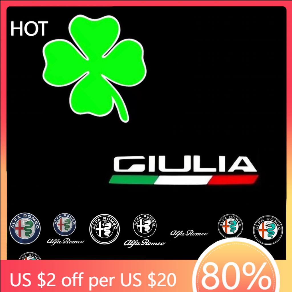 Hub Caps 2X For Alfa Romeo Giulia Accessories 2023 2022 2017 2019 2018 2020 2021 LED Car Door Logo Projector Shadow Ghost Courte TUVXY1