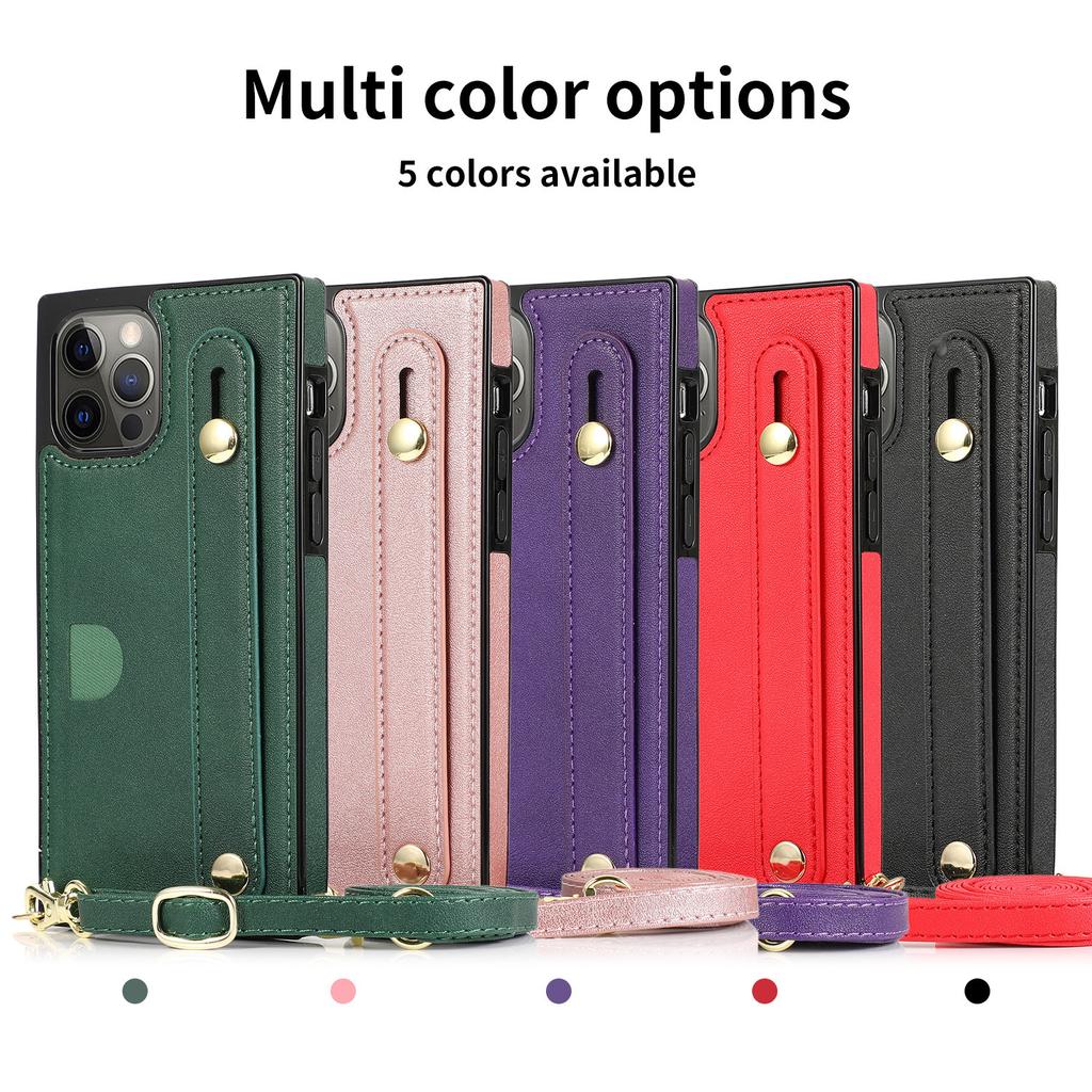 Applicable to Apple iPhone17promax Wrist Strap Holder Mobile Phone Case Samsung S26U Crossbody Back Card Leather Case