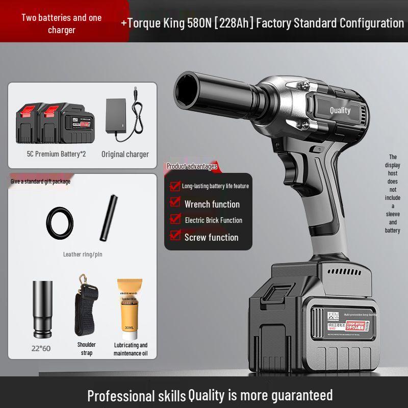 High Torque Brushless Electric Impact Wrench with Lithium Battery and Socket Rack for Auto Repair
