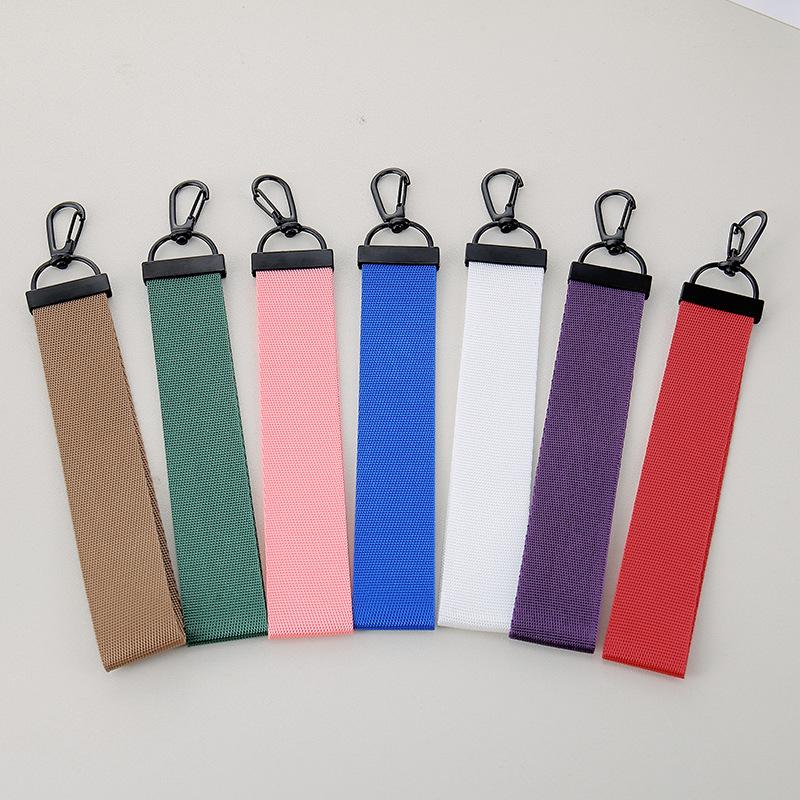 Personalized Solid Color Woven Ribbon Keychain with Tassel - Perfect for School Bags and Backpacks.