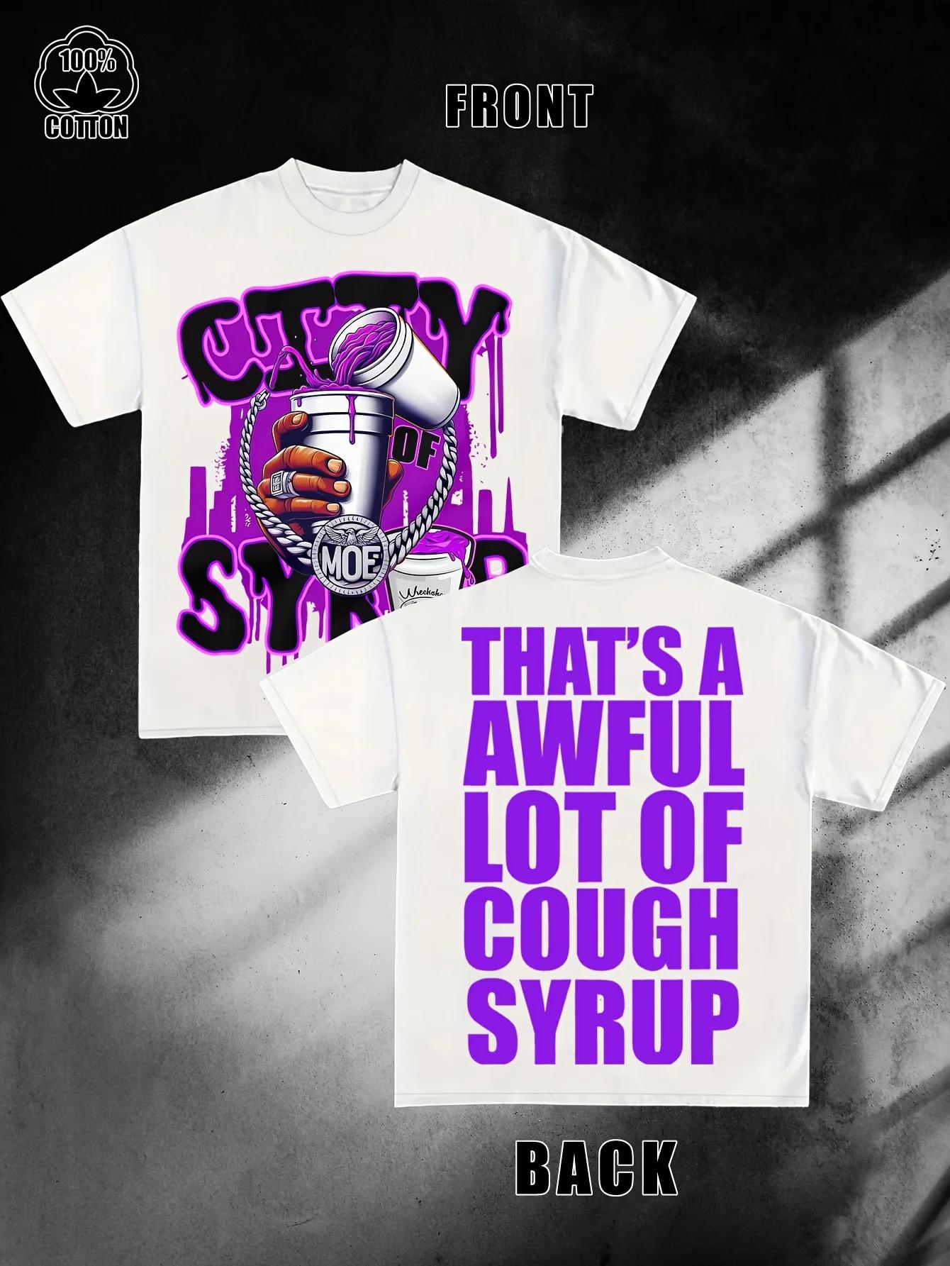 

Мужская темно-синяя хлопковая футболка с принтом Это ужасный сироп от кашля , повседневная футболка с коротким рукавом и круглым вырезом, свободного кроя 4XL