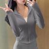 Sunscreen clothes New sports running jacket Outdoor running fitness top Women's training casual stand-up collar yoga clothes