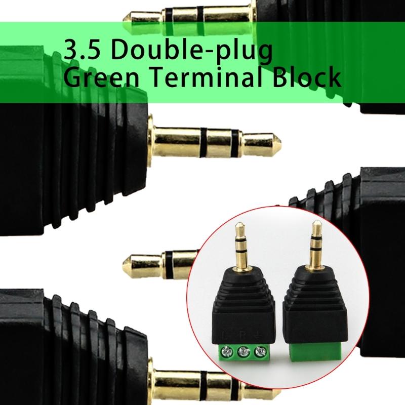 4pcs 3.5mm Balun Male To Screw Terminals Female Adapter Easy To Use for Microphones & Earphones Without Soldering