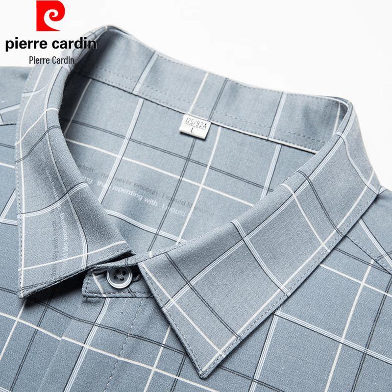 Pierre Cardin Men's Plaid Short-Sleeve Business Casual Shirt