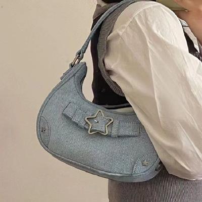 Genți de umăr din denim căptușite pentru femei, genți de umăr vintage, genți de marcă de designer
