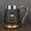 600ML Cup Universal Danegeld Tankard Mug Viking Unique Design Mugs Stainless Steel Insert Resin Beer Cup Party Halloween Gift
