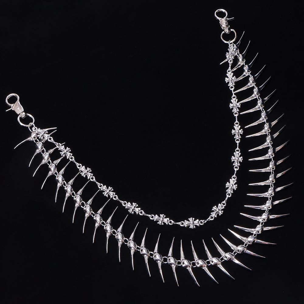 European & American Punk Fishbone Spikes Cross Waist Chain Pants Accessory