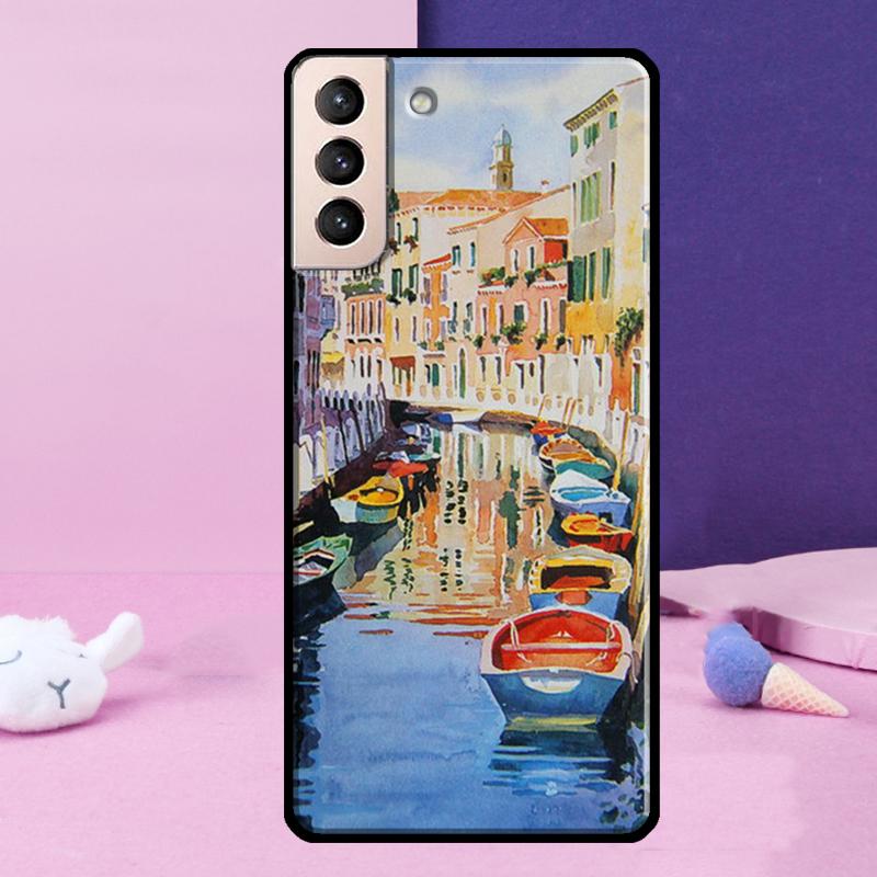Travel italy Street Venice Phone Case For Samsung Galaxy S25 Ultra S24 S23 Ultra S9 S10 S20 S21 S22 Plus S24 FE Cover