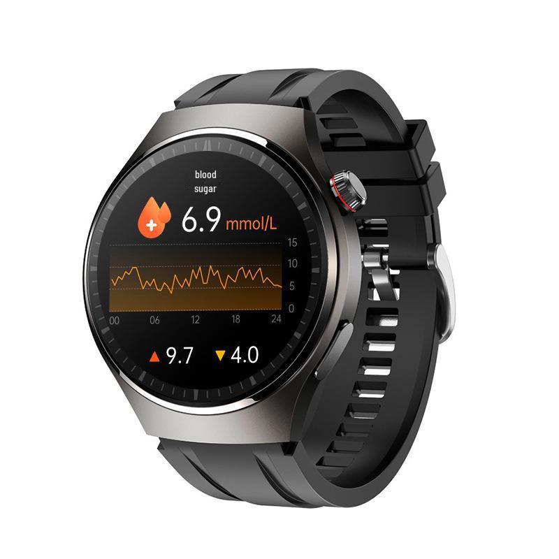 Accurate Non-Invasive Blood Sugar & Uric Acid Smartwatch: NFC, Bluetooth Calls, Heart Rate, Blood Pressure, O2 Monitoring.