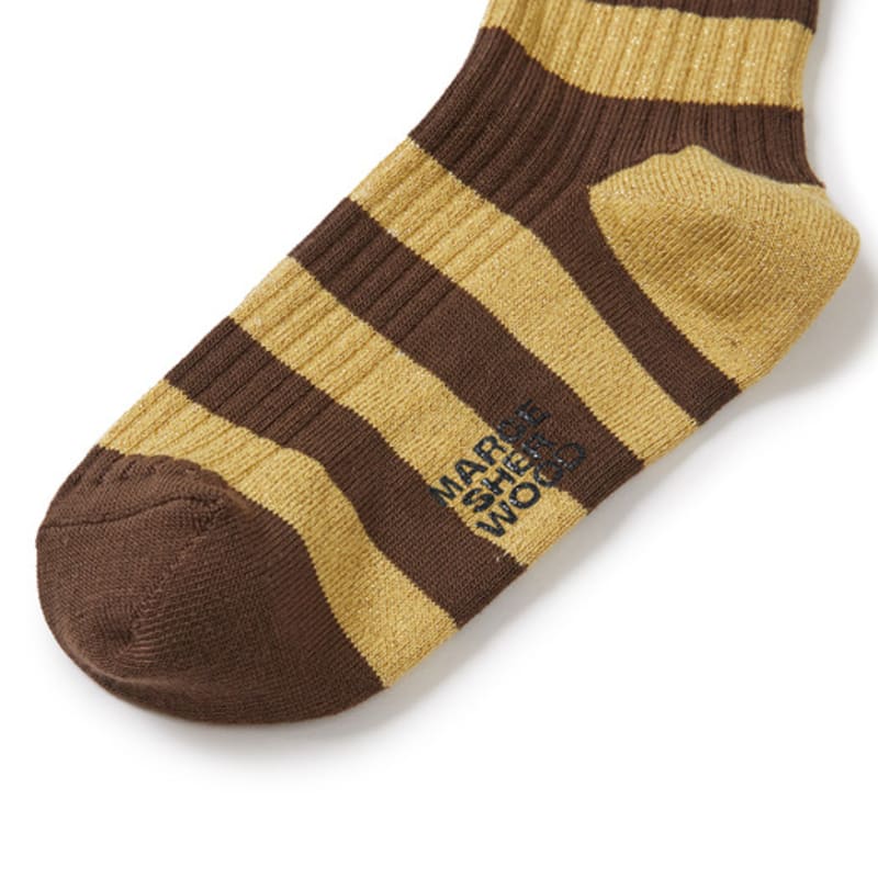 MARGESHERWOOD METAL STRIPE SOCKS_brown stripe