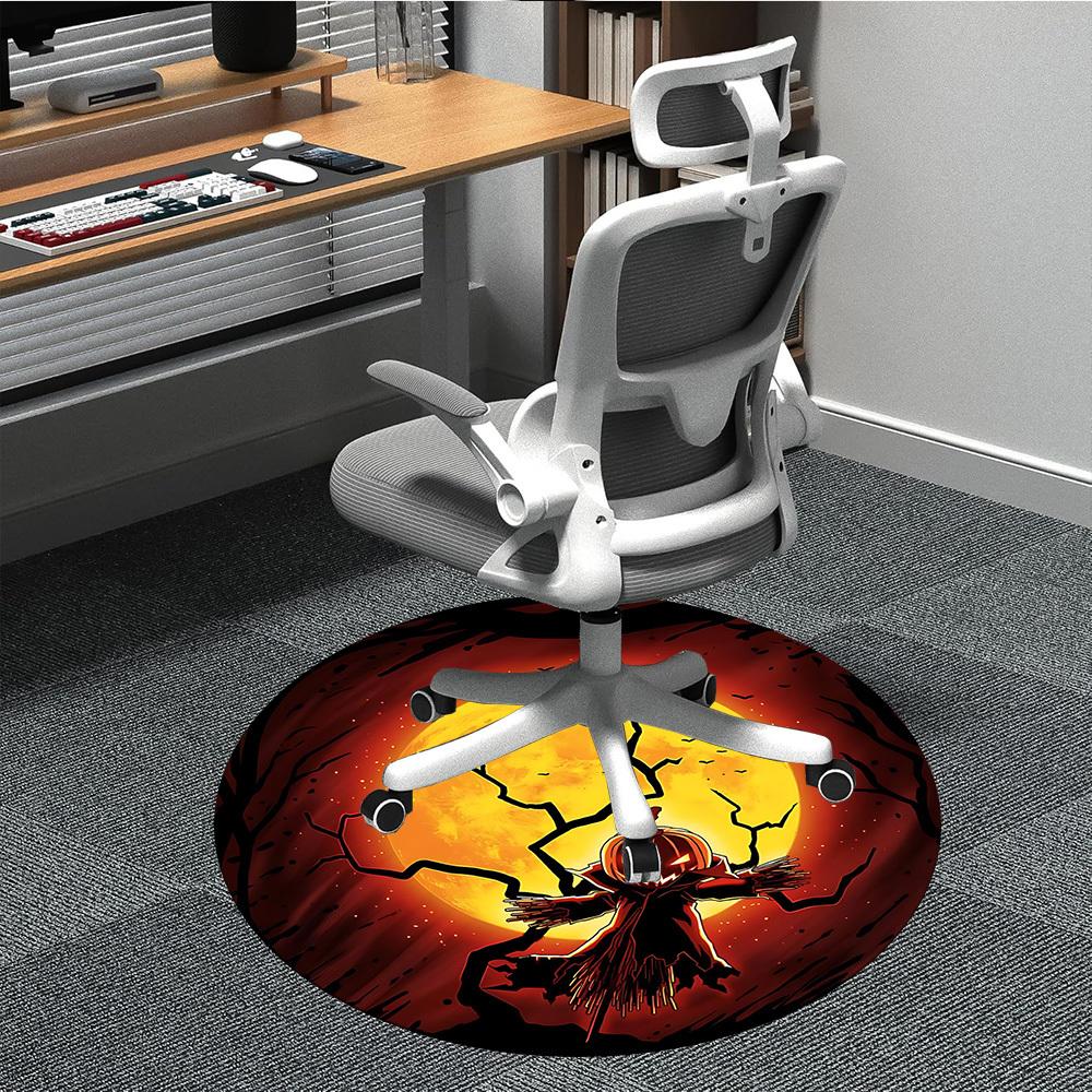 

1 шт. Круглый ковер для офиса Тыквенная Луна , Под офисные стулья, Спальня, Гостиная, Декор для дома, Декор комнаты, Доступен в различных размерах 197 80cm by 80cm