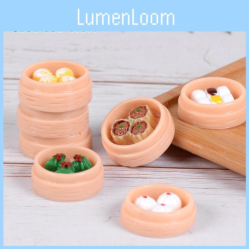 Miniature Resin Steamed Dumpling And Shaomai Food Figurines Cute Micro Landscape Decor