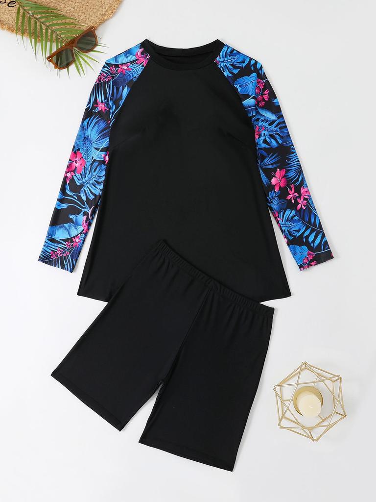 2025 Damen Übergröße Langarm Zweiteiliger Tankini Badeanzug