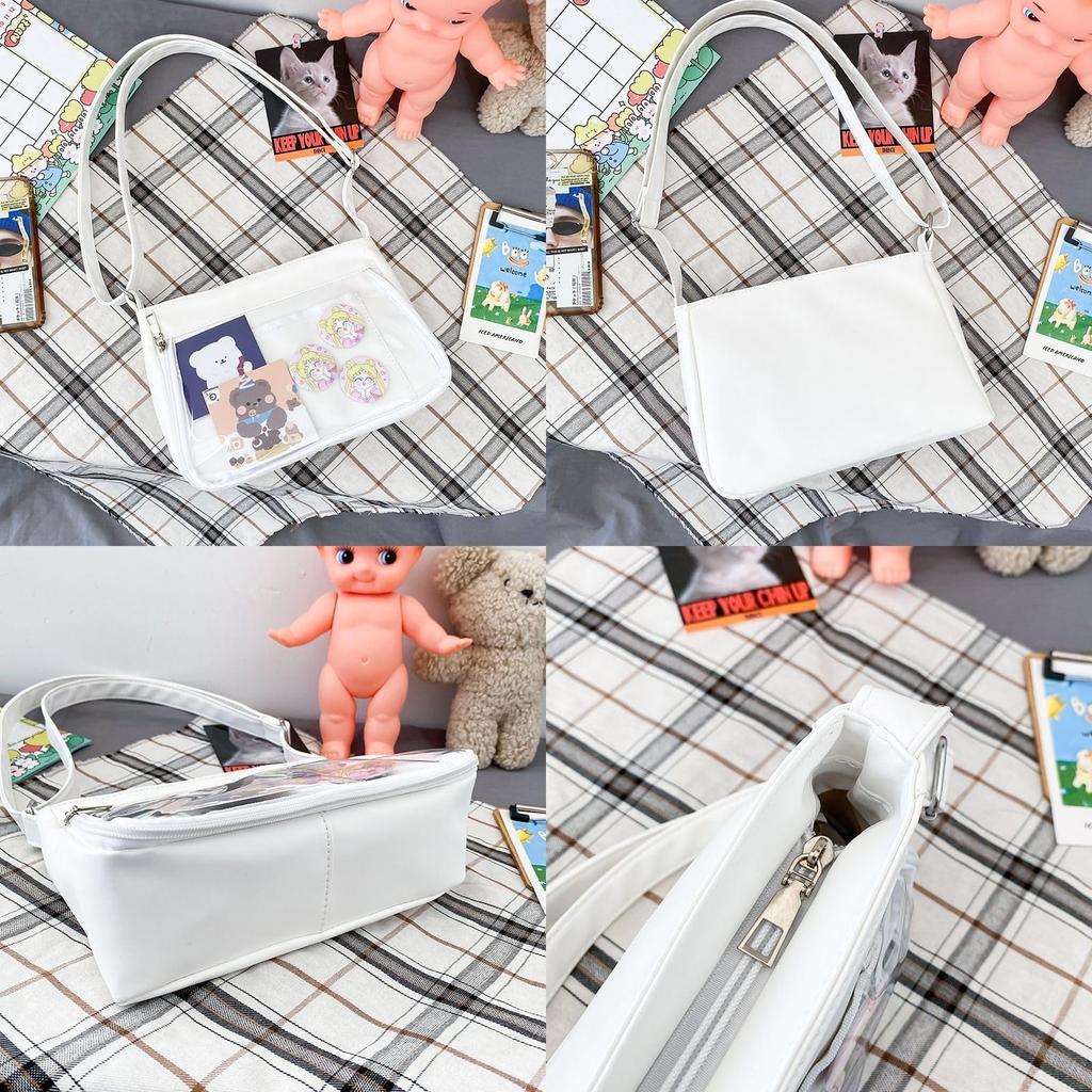 Harujio Ita Bag, Kleine Mini Schoudertas, Schattig Transparant Vinyl, Otaku Stijl, Zwart, Wit, Paars (Zwart)