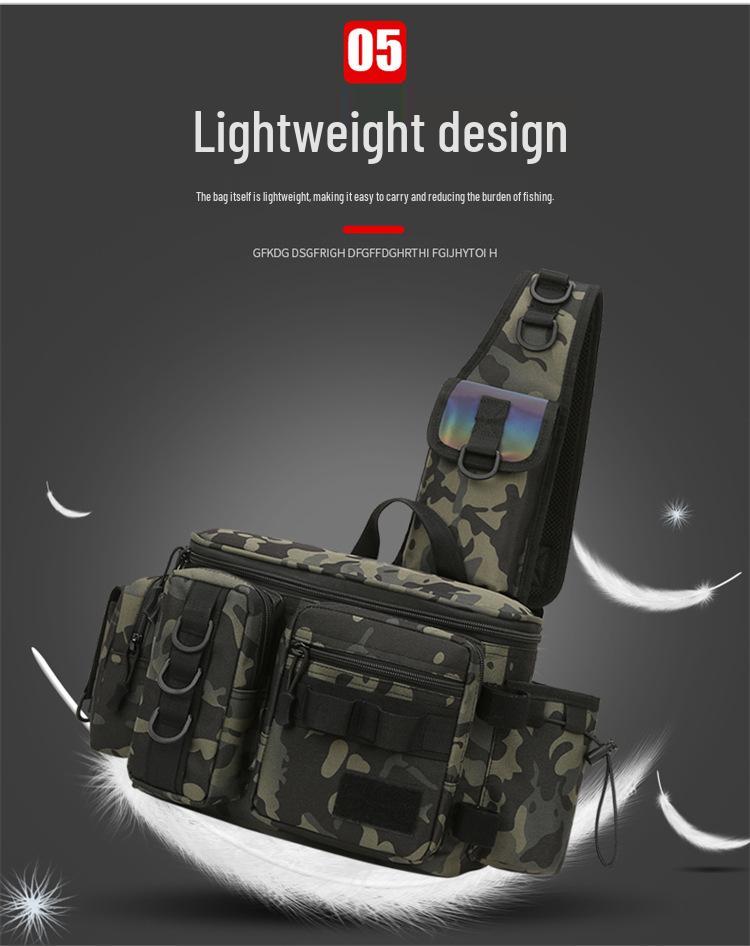 2023 Multifunctional Camouflage Fishing Bag: Single Shoulder, Crossbody, or Waist Carry with Rod Holder