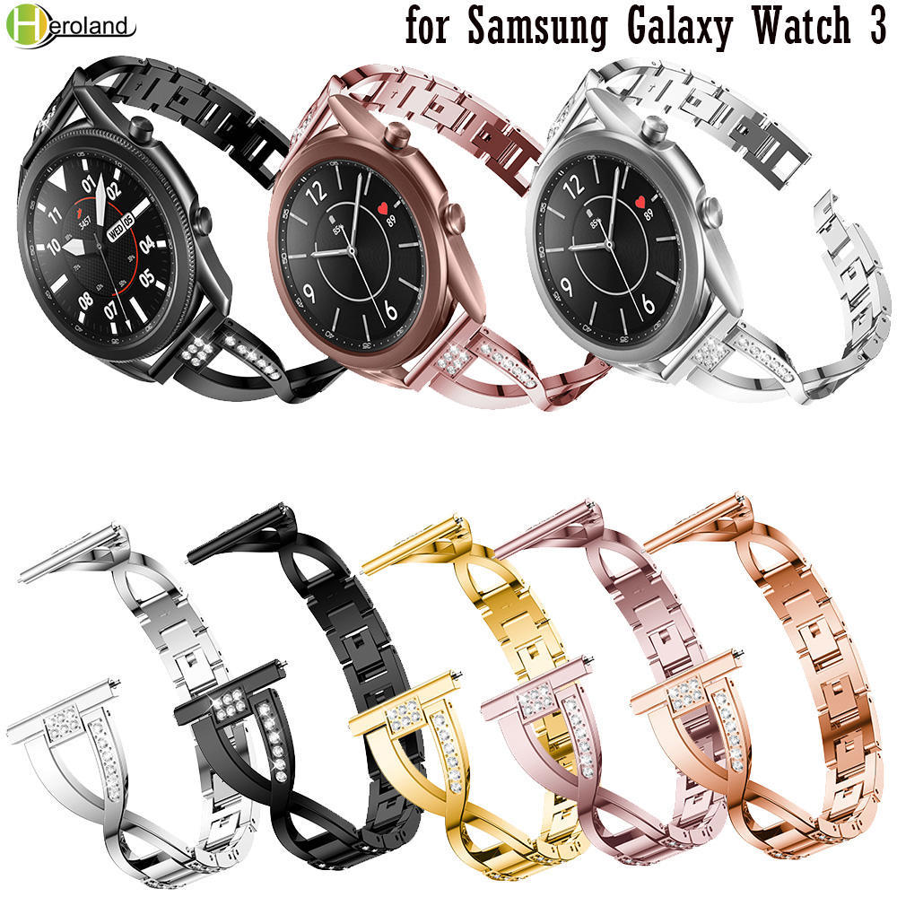 20mm 22MM Rustfritt Stål Klokkereim For Samsung Galaxy Watch 3 45mm 41mm Reim smart armbånd Metall Smykker Armbånd bånd