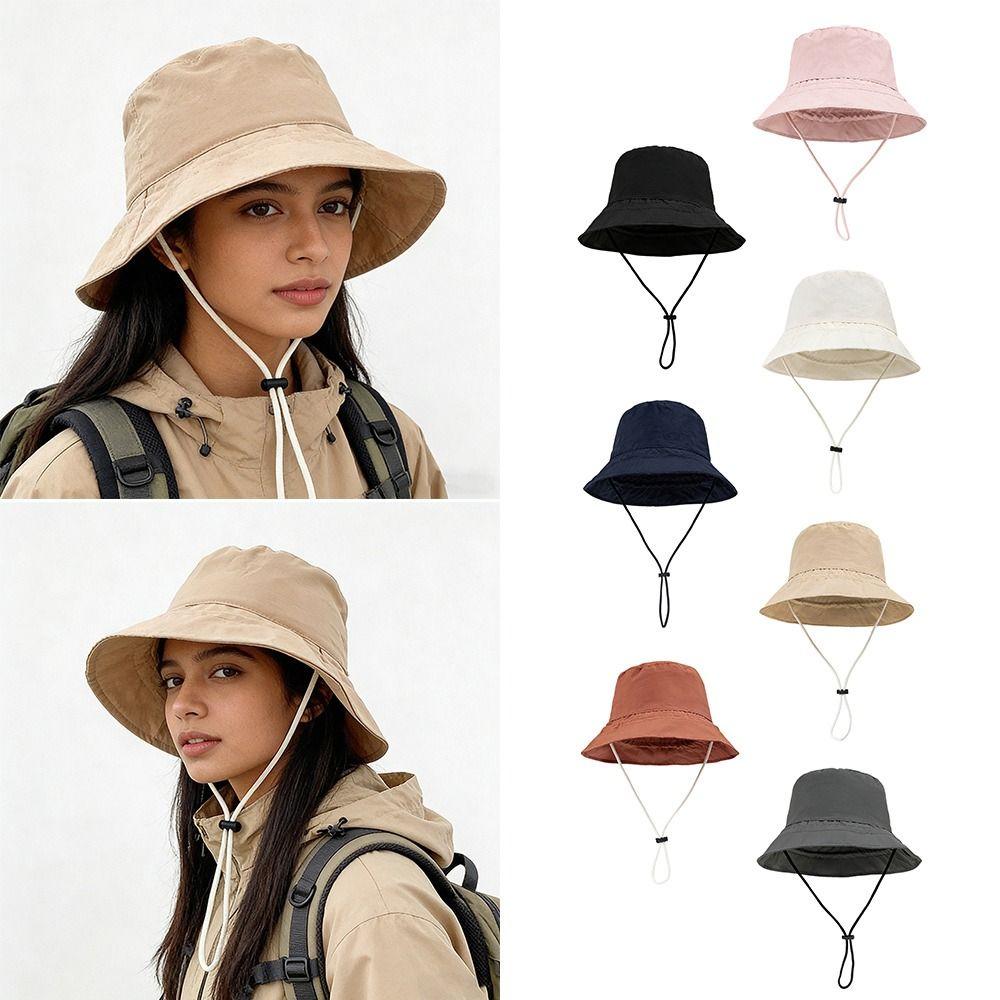 With Straps Waterproof Bucket Hat Sun Protection Quick Drying Sun Hat Anti-Uv Thin Sunshade Basin Hat Camping