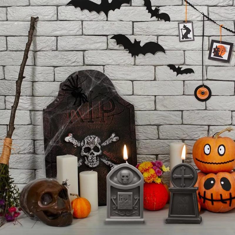 2-Piece Halloween Silicone Candle Mold for DIY Resin Casting, Aromatherapy Candles, Wax, Plaster, and Polymer Clay Decorations