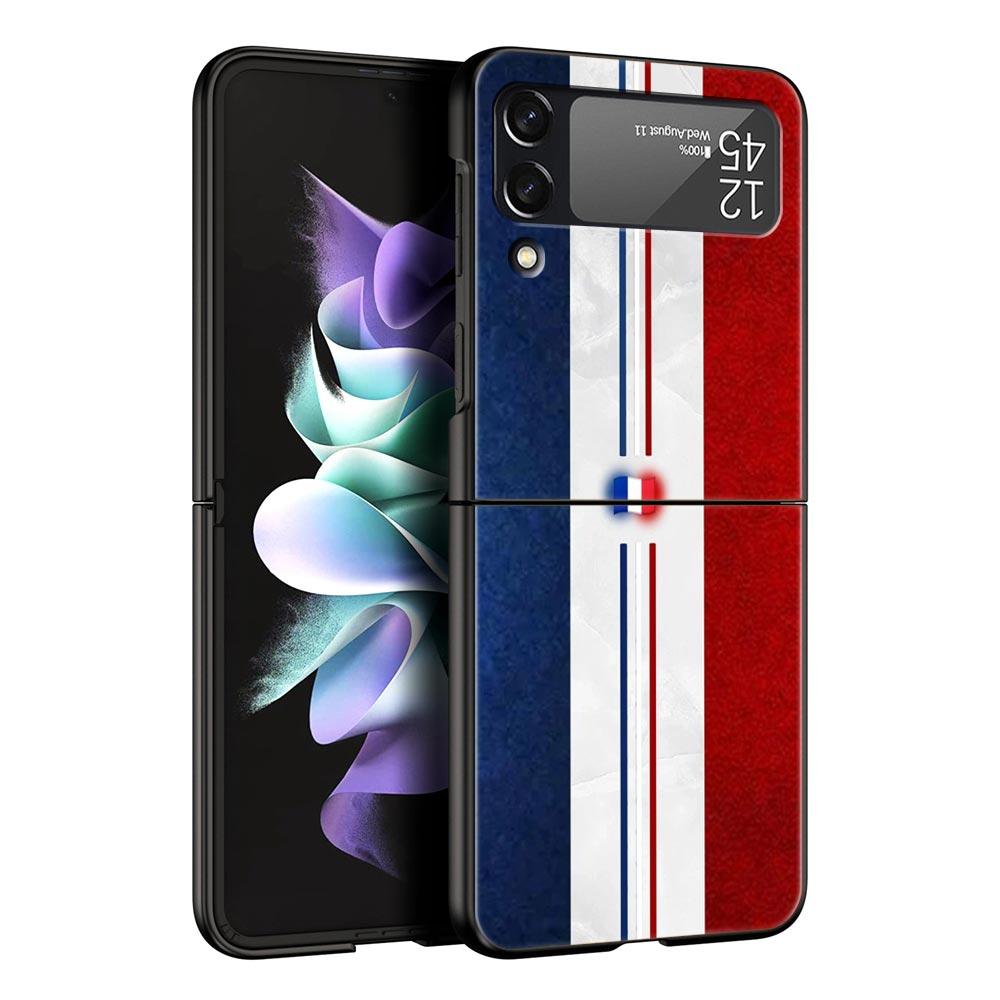 Phone Case for Samsung Galaxy Z Flip 3 4 5 6 Folding Black Shell National Flag RU FR UK For Samsung Z Flip4 Flip5 PC Hard Cover