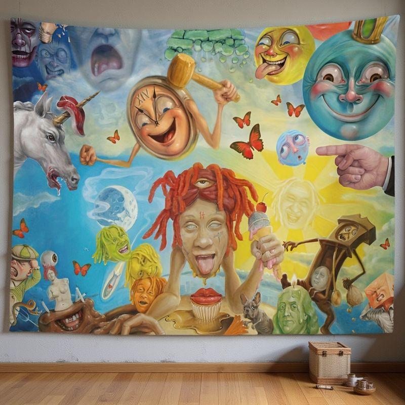 Surreal psychedelisches Hip-Hop bizarres Ölgemälde Wandteppich Hintergrund Hängend Subkultur Raumdekoration
