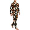 Herren Langarm Button-Down Pyjama-Set Weiche Nachtwäsche für Komfort zu Hause
