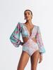 2026 Women's European & American Plus Size Long Sleeve One-Piece Bikini