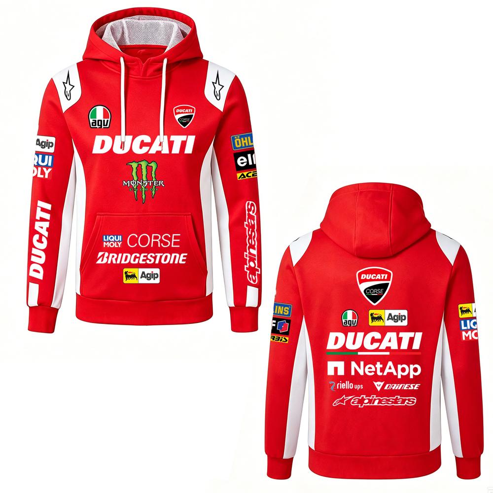 Ducati Heren  Corse MotoGP Racing Hoodie Print Pullover Sweatshirt Casual Motorfiets Sport Hooded Top M