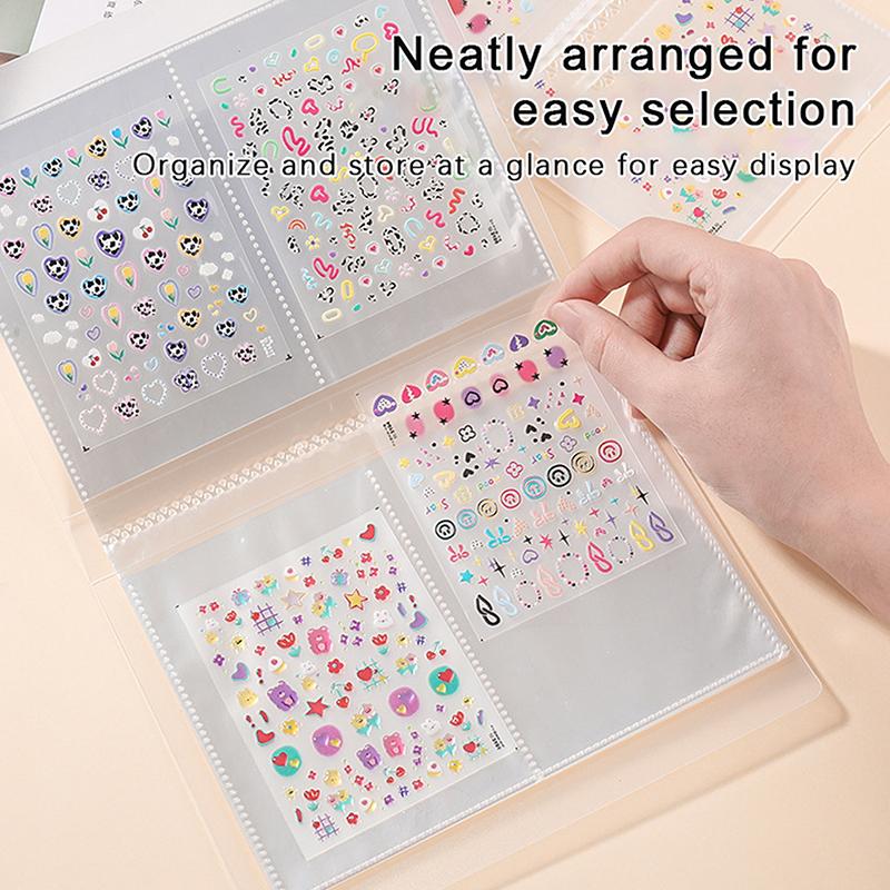 Matte durchsichtige Nageltattoo-Album-Packung Aufbewahrung 20 Seiten Sammelhalter Nagellack-Kunst-Display Staubdicht Zeige-Buch-Behälter