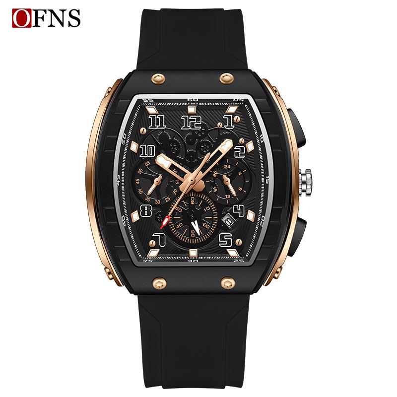 Oufanni Sportive Quartz Chronograph: Stylish Tonneau Men's Watch for Students with Multifunctional Design
