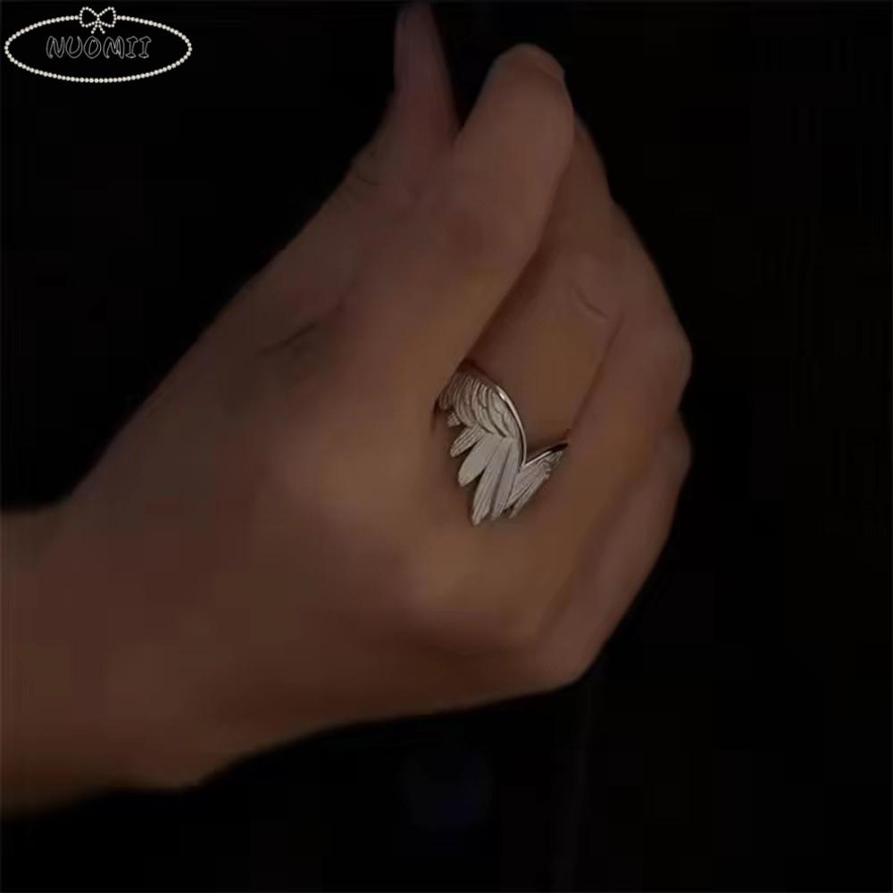 New Alloy Wings Ring Silver Gothic Retro Open Ring Personality Creative Punk Adjustable Ring Women