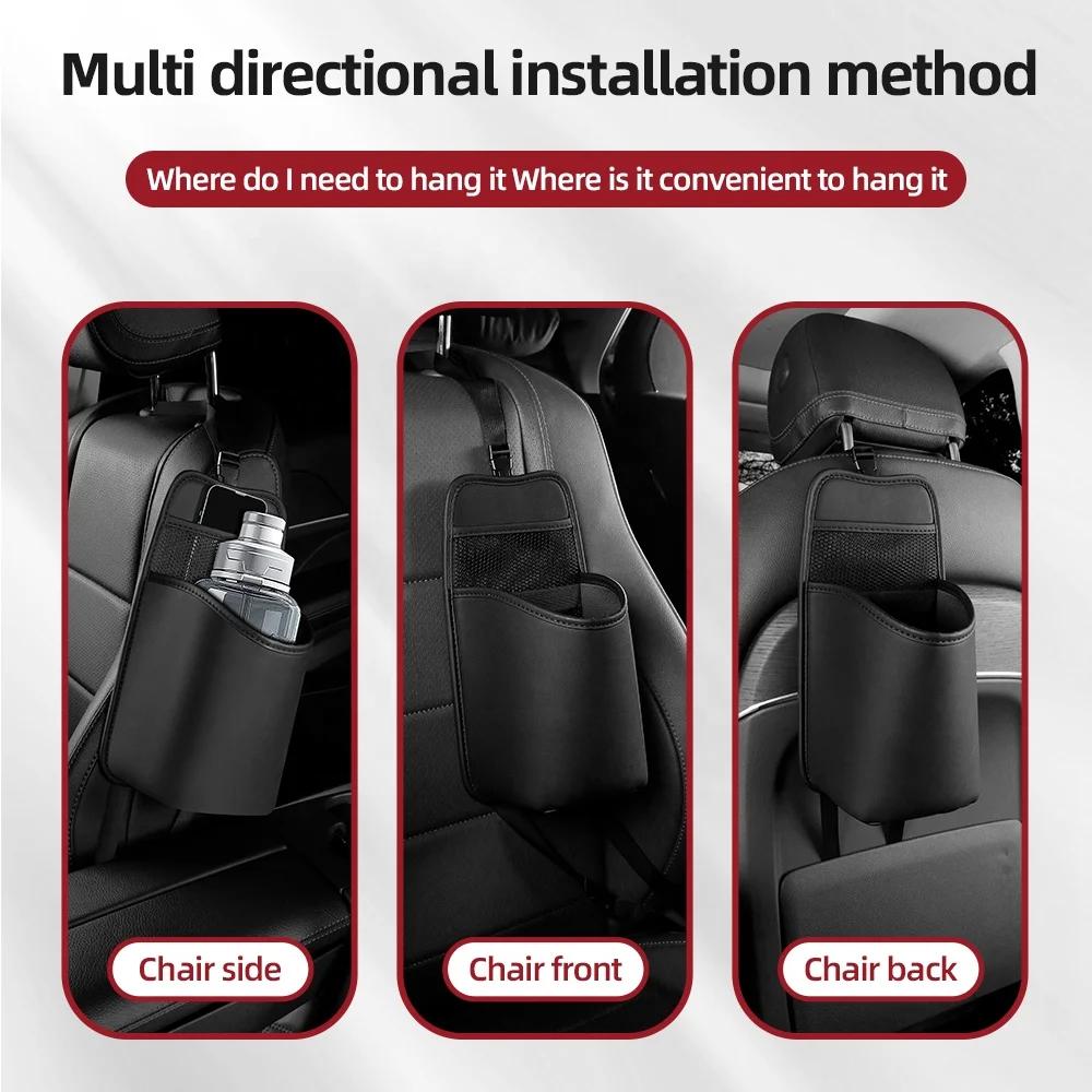 Car Seat Side Organizer Bag Storage Hanging Bag with Mesh Pocket for Phones Glasses Car Tissue Holder Cup Holder Trucks (Black)