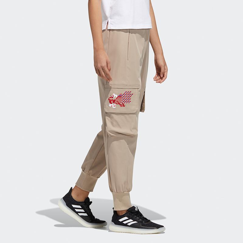 Adidas Cny Pt Wv Chinese New Year Themed Print Joggers With Side Pockets Women Bottoms Khaki GP0612