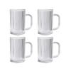 380ml Household Heat Resistant Water Cup with Handle 4pcs Set Classic Modern Vertical Striped Tea Cup Beer Glass Wine Utensils