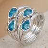 Blauer Wassertropfenförmiger Mehrschichtiger Ring mit eingelegten Zirkonen, Einfaches Design für Damen, Tägliches Accessoire, Geschenk