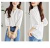 short floral large openwork [PH.YZBBDPG] Shirt, blouse, top, sleeve, V-neck, plain, embroidery, pattern, size, feminine, women's, knit, slimming,