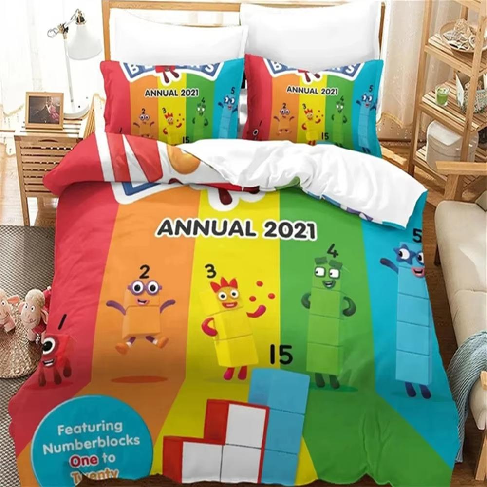 Fashion 3D Print Cartoon N-Numberblocks Bedding Set Double Twin King Duvet Cover Comforter Pillowcase Boys Girls Adults Bedroom