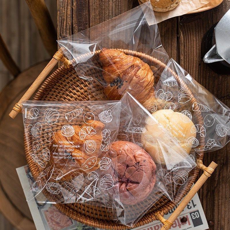 100Pcs Self-sealing Self-adhesive Bread Bag, Transparent Bagel Croissant Sliced Toast Bag, Plastic Baking Packaging Bag